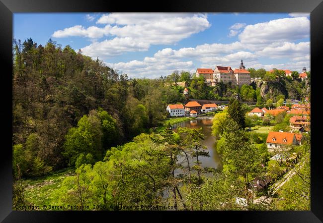 Bechyne, small, resort town on the Luznice river i Framed Print by Sergey Fedoskin