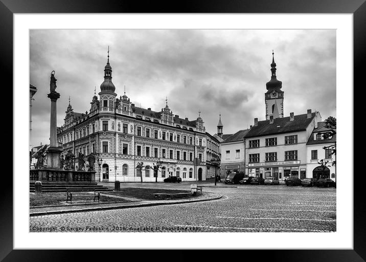Square in town Pisek. Czechia. Framed Mounted Print by Sergey Fedoskin