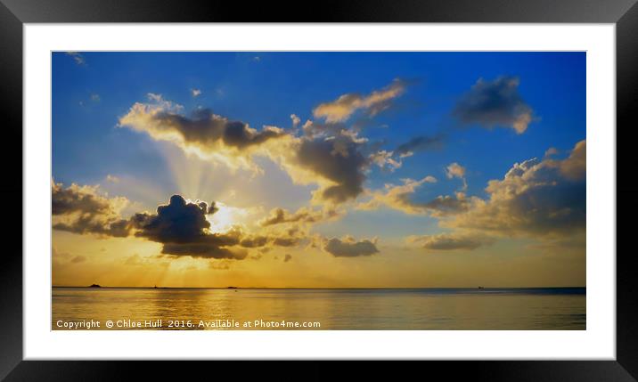 Suns Rays over the Sea Framed Mounted Print by Chloe Hull