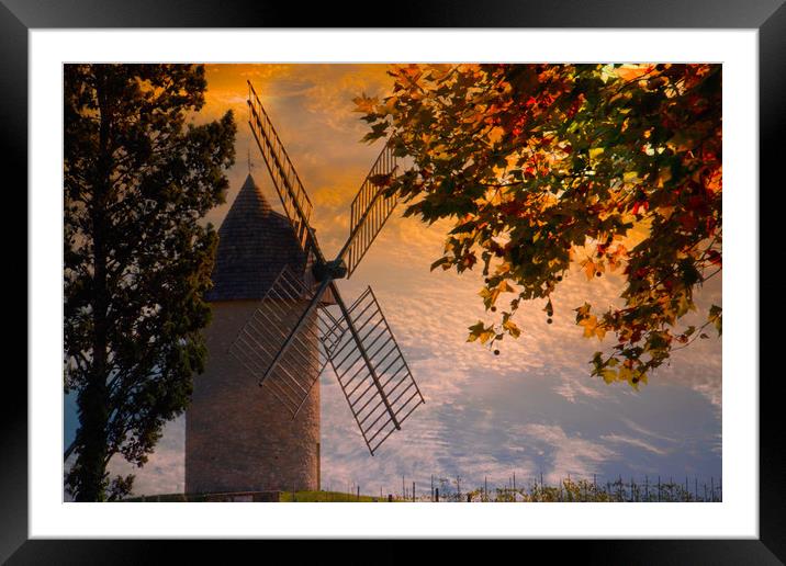 The Windmill at Sunset Framed Mounted Print by Irene Burdell