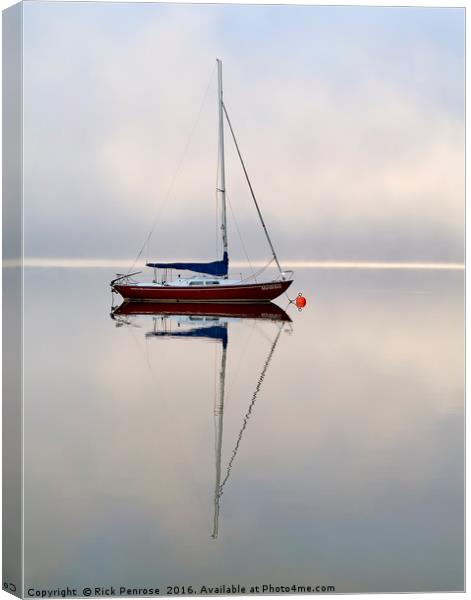 Moored On The Lake Canvas Print by Rick Penrose