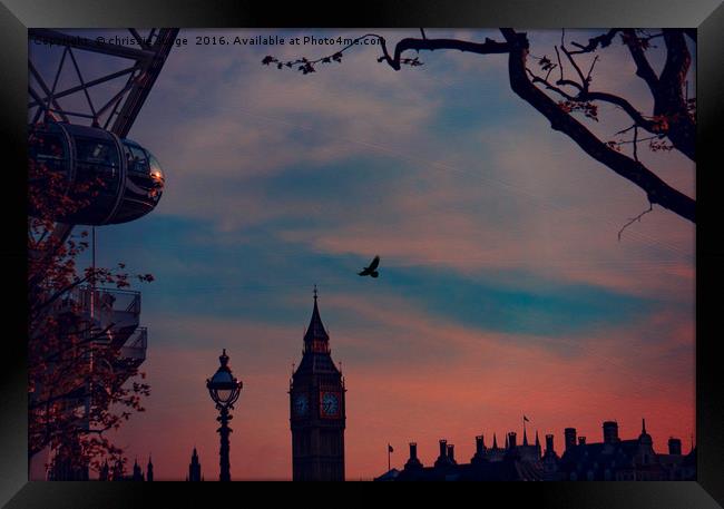 sun setting  over  Big Ben and London Eye   Framed Print by Heaven's Gift xxx68