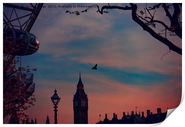 sun setting  over  Big Ben and London Eye   Print by Heaven's Gift xxx68
