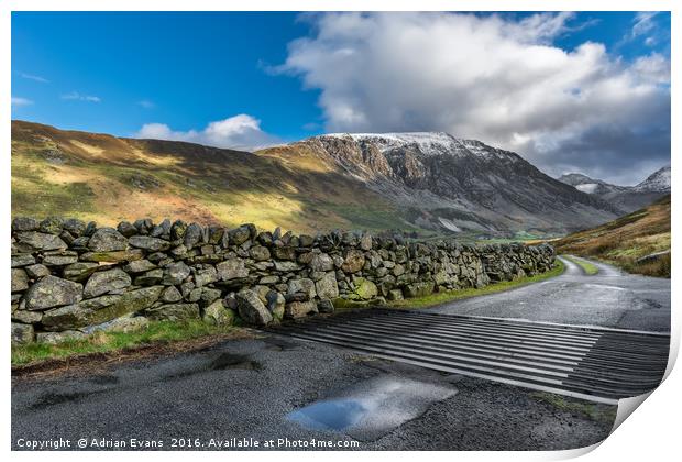 Nant Ffrancon Pass Snowdonia  Print by Adrian Evans