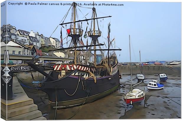  Golden Hind Ship. Brixham Devon Canvas Print by Paula Palmer canvas