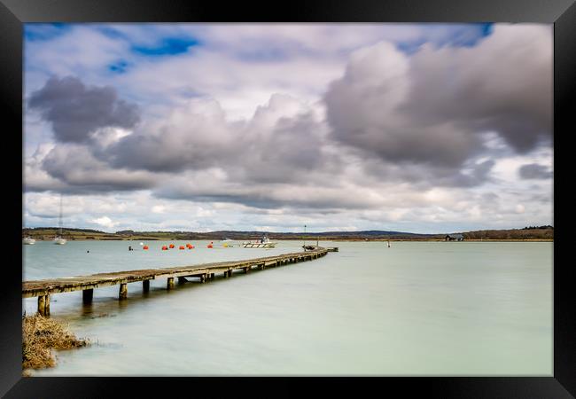 Wooden Jetty Newtown Isle Of Wight Framed Print by Wight Landscapes