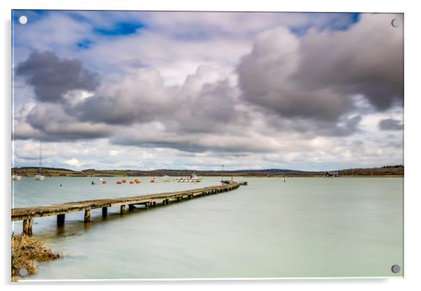 Wooden Jetty Newtown Isle Of Wight Acrylic by Wight Landscapes