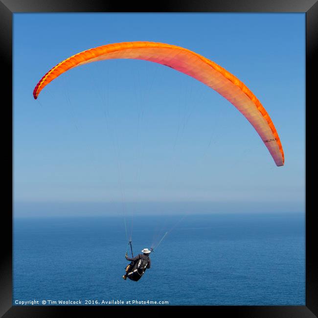 Paraglider enjoying the beautiful weather  Framed Print by Tim Woolcock