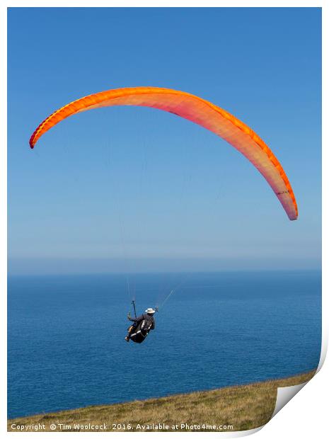 Paraglider enjoying the beautiful weather  Print by Tim Woolcock