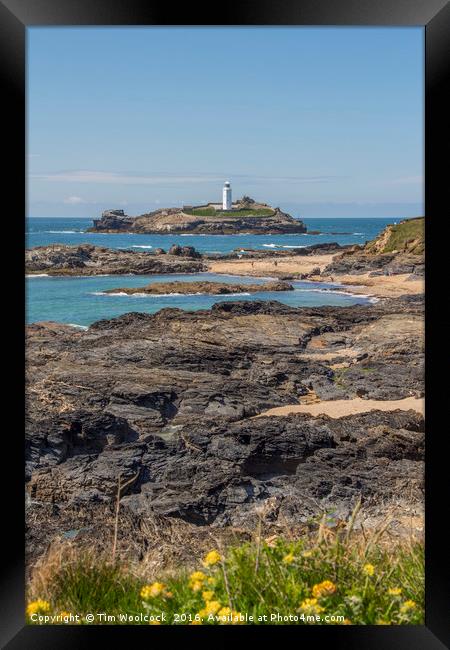 Godrevy Lighthouse, Cornwall Framed Print by Tim Woolcock