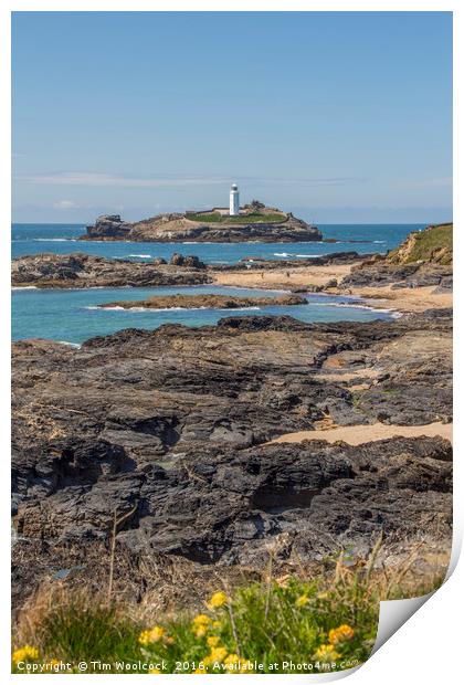 Godrevy Lighthouse, Cornwall Print by Tim Woolcock