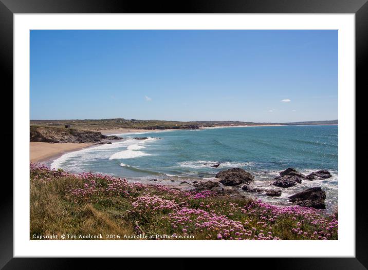 Godrevy Beach, Cornwall Framed Mounted Print by Tim Woolcock