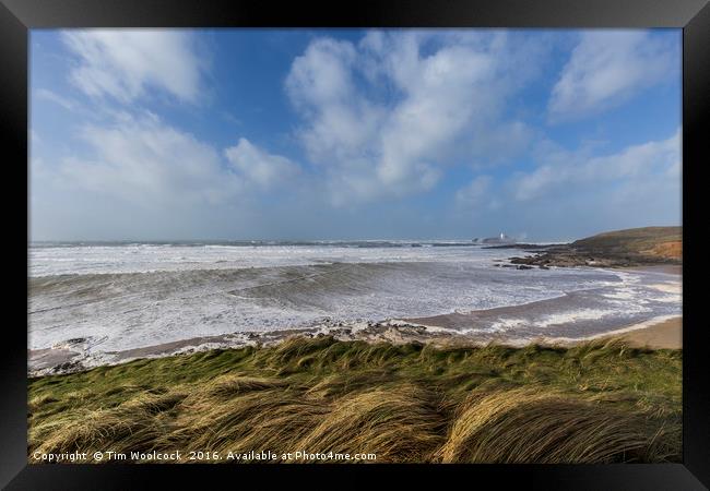 Godrevy Beach, Cornwall Framed Print by Tim Woolcock