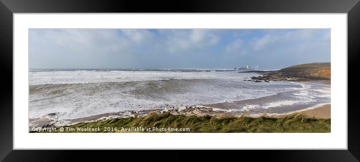 Stormy seas in Godrevy, Cornwall Framed Mounted Print by Tim Woolcock