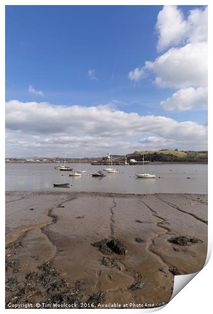 Boats on the River Tamar Print by Tim Woolcock