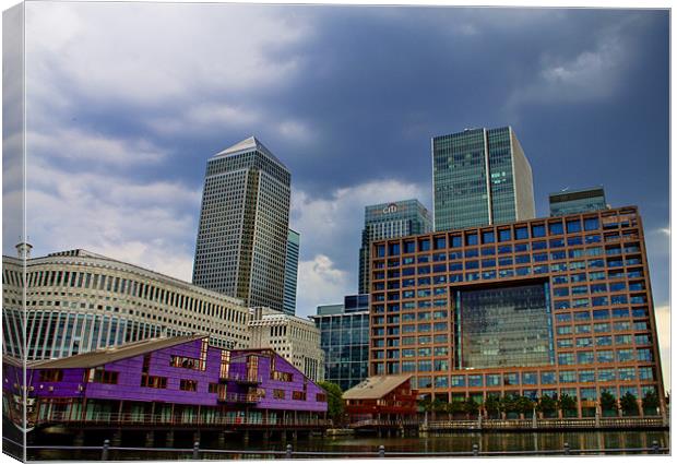Stormy Canary Wharf Canvas Print by David French