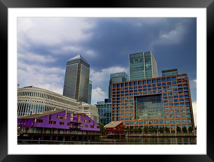 Stormy Canary Wharf Framed Mounted Print by David French