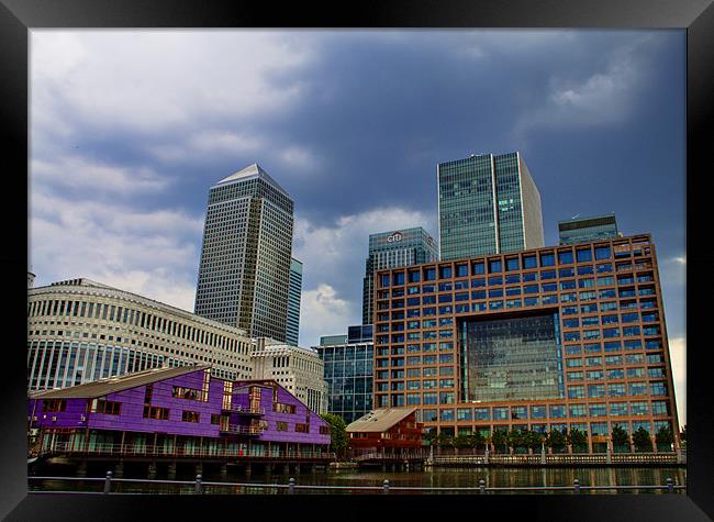 Stormy Canary Wharf Framed Print by David French
