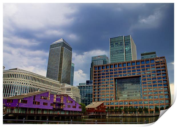 Stormy Canary Wharf Print by David French