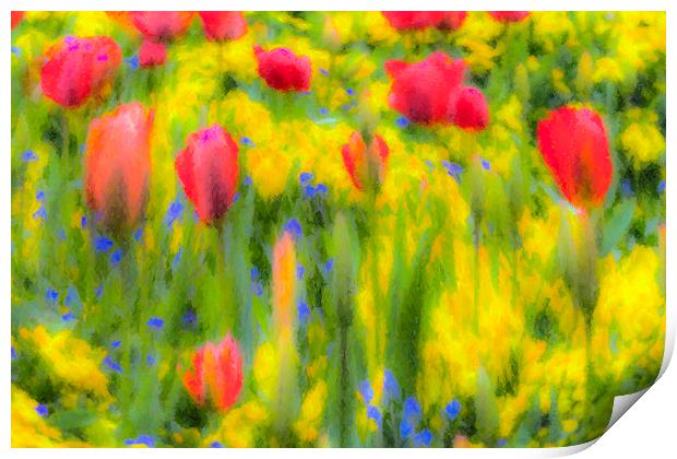 Pastel Summer Flowers  Print by David Pyatt