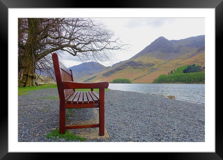                                BUTTERMERE BENCH Framed Mounted Print by Anthony Kellaway