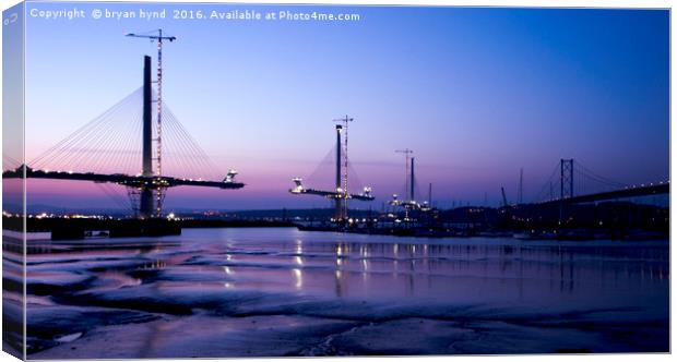 Queensferry Crossing and Road Bridge Canvas Print by bryan hynd