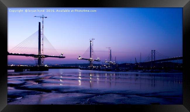Queensferry Crossing and Road Bridge Framed Print by bryan hynd