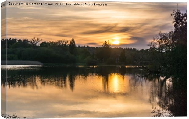 Sunset Over Mill Pond Beaulieu Canvas Print by Gordon Dimmer