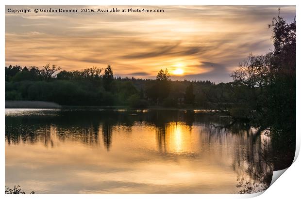 Sunset Over Mill Pond Beaulieu Print by Gordon Dimmer