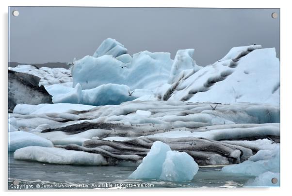  Birds over Jokulsarlon glacier lagoon Acrylic by Jutta Klassen