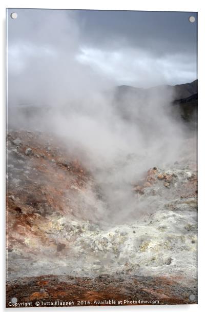 Sulfur lava steam at Landmannalaugar Acrylic by Jutta Klassen