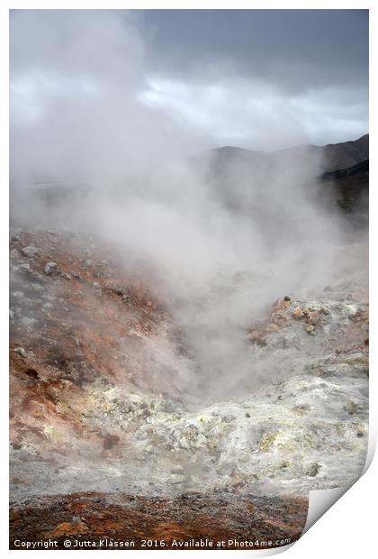 Sulfur lava steam at Landmannalaugar Print by Jutta Klassen