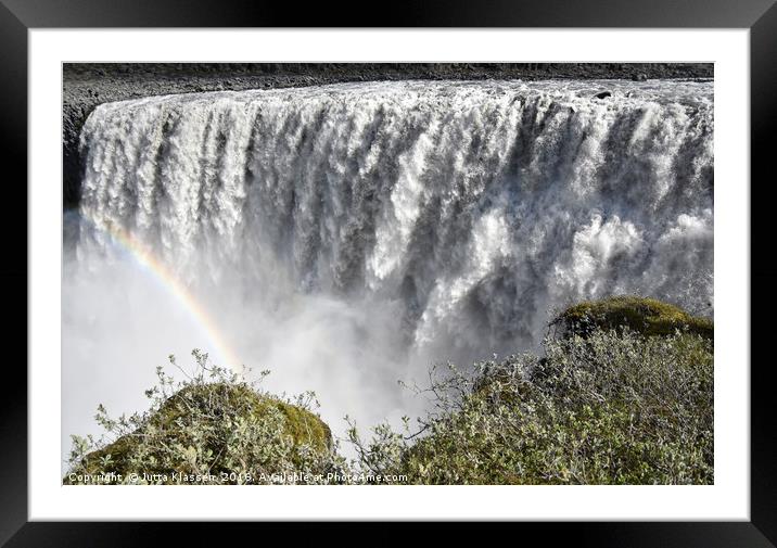 Waterfall with rainbow Framed Mounted Print by Jutta Klassen