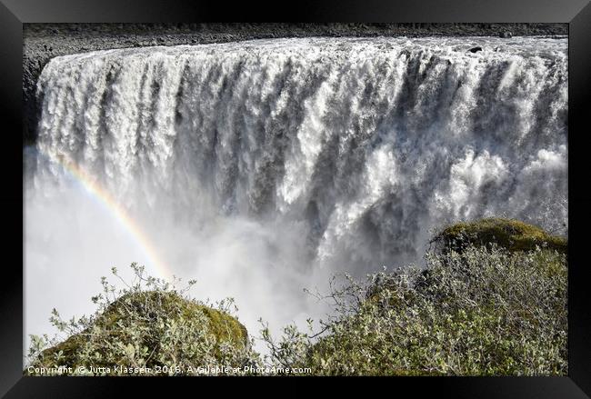 Waterfall with rainbow Framed Print by Jutta Klassen