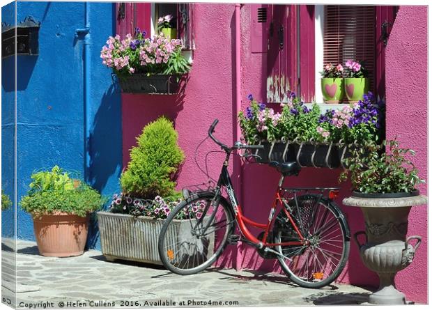BIKE AT BURANO                                     Canvas Print by Helen Cullens