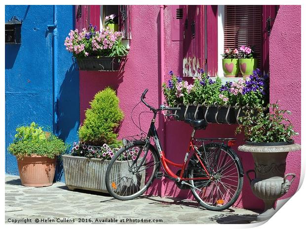 BIKE AT BURANO                                     Print by Helen Cullens