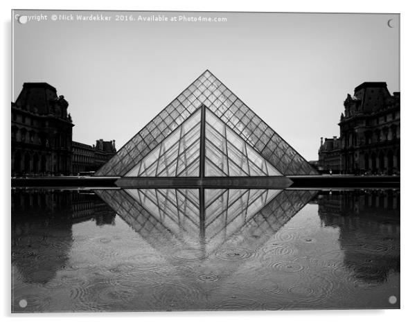 Louvre in the rain. Acrylic by Nick Wardekker