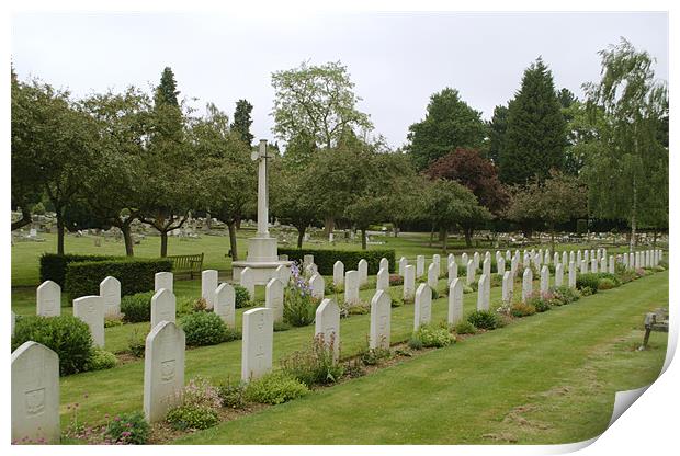 War Graves in Northwood Cemetery Print by Chris Day