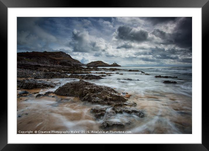 Bracelet Bay view to Mumbles Lighthouse Framed Mounted Print by Creative Photography Wales