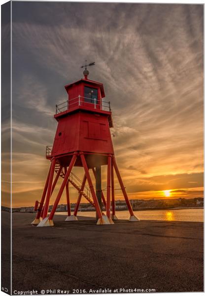 Sunset at The Groyne Canvas Print by Phil Reay