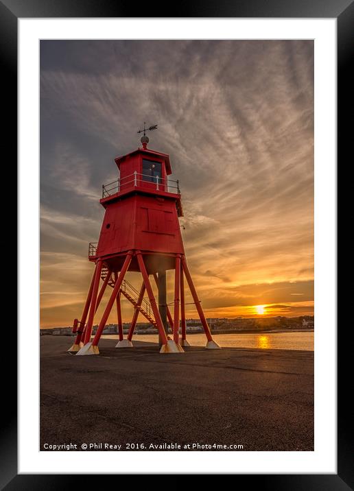 Sunset at The Groyne Framed Mounted Print by Phil Reay