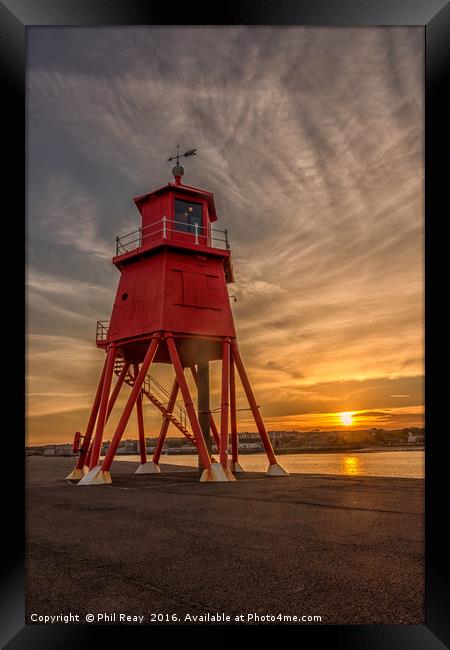 Sunset at The Groyne Framed Print by Phil Reay