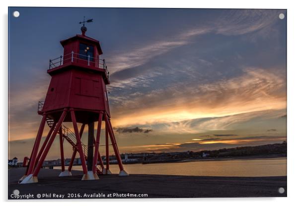 Sunset over the Tyne Acrylic by Phil Reay