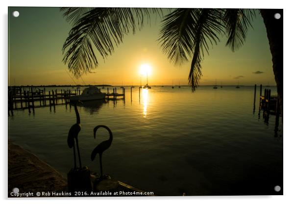 Pelican Sunset  Acrylic by Rob Hawkins
