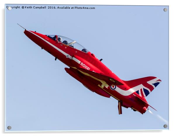 Red Arrows Hawk XX177 climbing skywards Acrylic by Keith Campbell