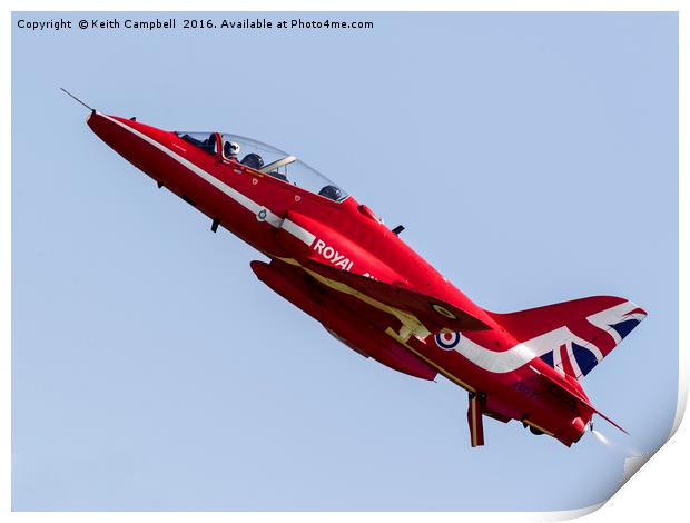 Red Arrows Hawk XX177 climbing skywards Print by Keith Campbell