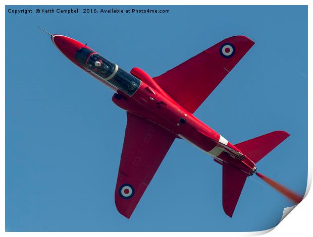 Red Arrows Hawk XX177 topside Print by Keith Campbell