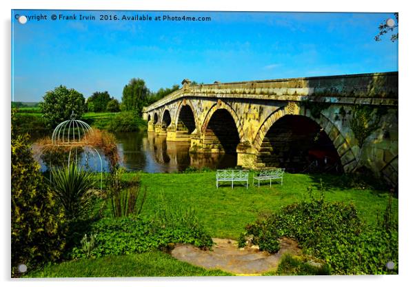 Atcham Bridge in Mytton and Mermaid hotel grounds Acrylic by Frank Irwin