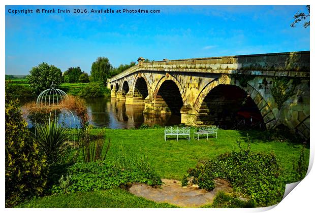 Atcham Bridge in Mytton and Mermaid hotel grounds Print by Frank Irwin