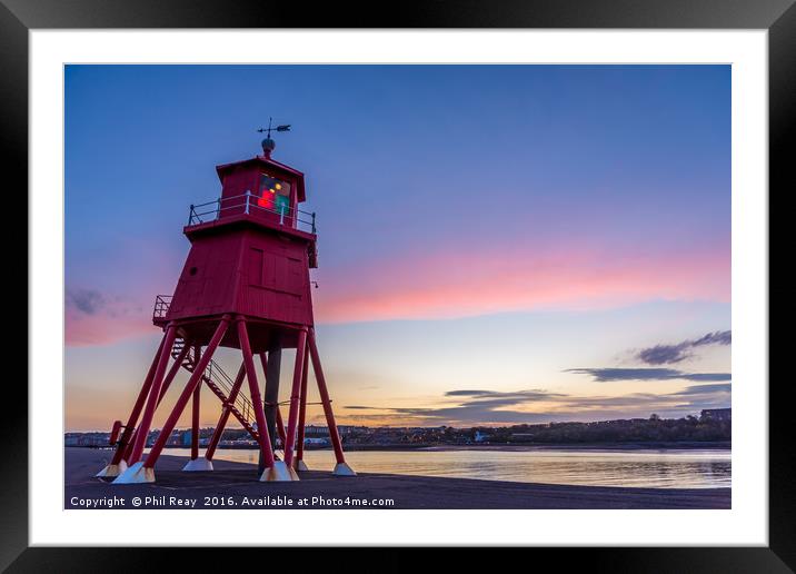 Sunrise at the Groyne Framed Mounted Print by Phil Reay